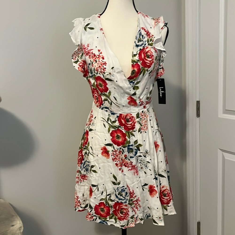 Lulus Floral Wrap Mini Dress - Picture 3 of 16